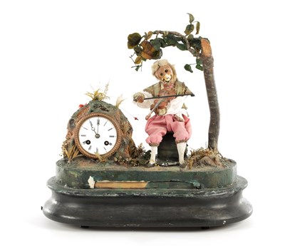 Lot 1100 - A LATE 19TH CENTURY FRENCH AUTOMATION MUSICAL MANTEL CLOCK