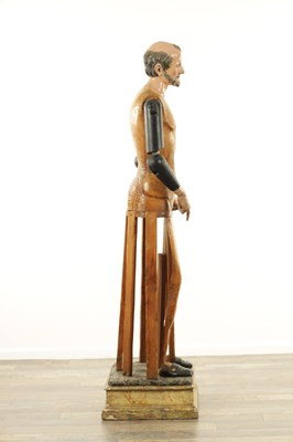 Lot 540 - A 19TH CENTURY CONTINENTAL CARVED POLYCHROME WOODEN LAY FIGURE