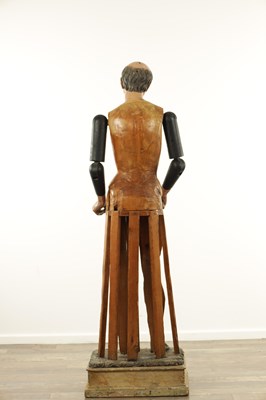 Lot 540 - A 19TH CENTURY CONTINENTAL CARVED POLYCHROME WOODEN LAY FIGURE