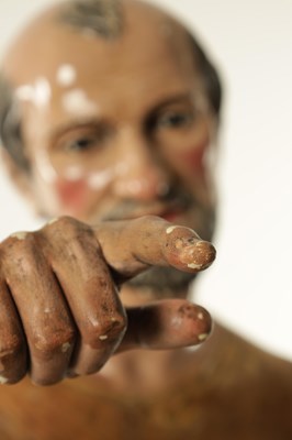 Lot 540 - A 19TH CENTURY CONTINENTAL CARVED POLYCHROME WOODEN LAY FIGURE