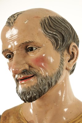 Lot 540 - A 19TH CENTURY CONTINENTAL CARVED POLYCHROME WOODEN LAY FIGURE