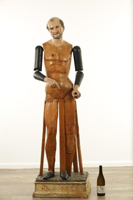 Lot 540 - A 19TH CENTURY CONTINENTAL CARVED POLYCHROME WOODEN LAY FIGURE