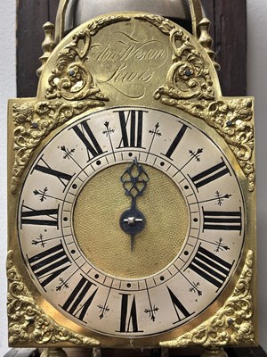 Lot 944 - ABRAHAM WESTON, LEWES. A SMALL EARLY 18TH CENTURY CASED LANTERN CLOCK