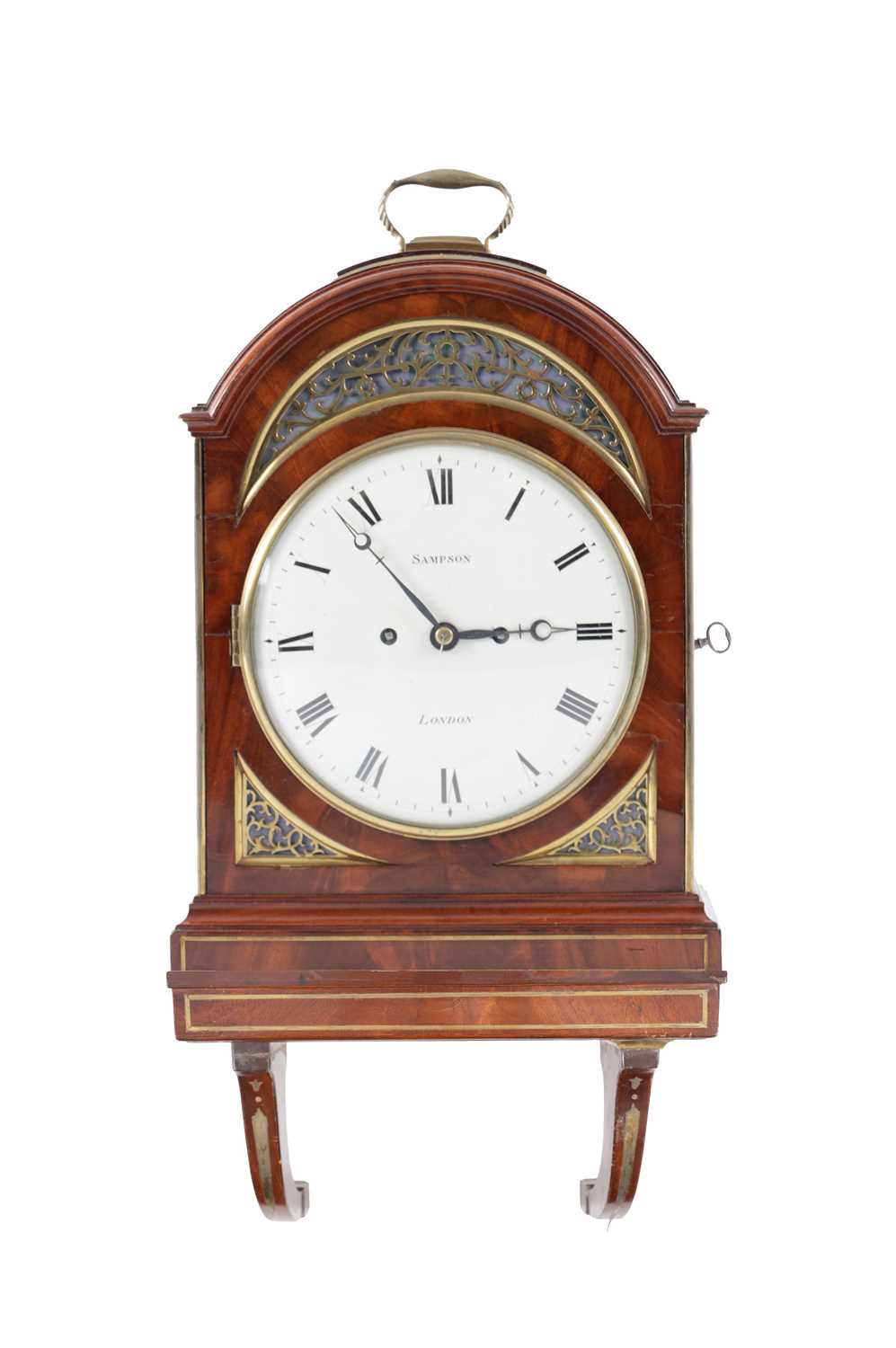 Lot 934 - SAMPSON, LONDON. A REGENCY FIGURED MAHOGANY PAD TOP BRACKET CLOCK