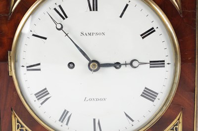 Lot 934 - SAMPSON, LONDON. A REGENCY FIGURED MAHOGANY PAD TOP BRACKET CLOCK