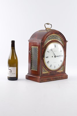 Lot 934 - SAMPSON, LONDON. A REGENCY FIGURED MAHOGANY PAD TOP BRACKET CLOCK