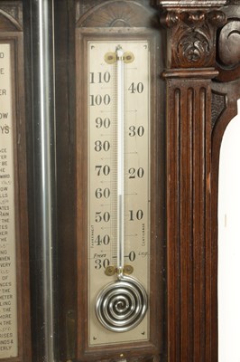 Lot 1019 - A MONUMENTAL 19TH CENTURY CARVED OAK IMPROVED TORRICELLI ADMIRAL FITZROY BAROMETER