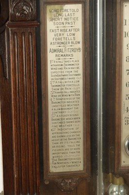 Lot 1019 - A MONUMENTAL 19TH CENTURY CARVED OAK IMPROVED TORRICELLI ADMIRAL FITZROY BAROMETER