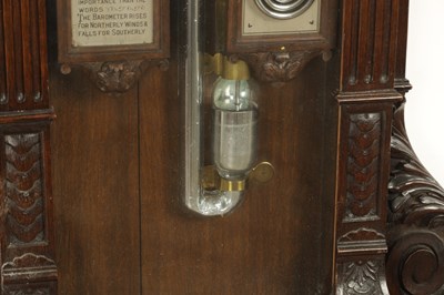 Lot 1019 - A MONUMENTAL 19TH CENTURY CARVED OAK IMPROVED TORRICELLI ADMIRAL FITZROY BAROMETER