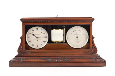 Lot 981 - CHADBURN AND SON, LIVERPOOL. A LATE 19TH CENTURY CARVED WALNUT WEATHER STATION