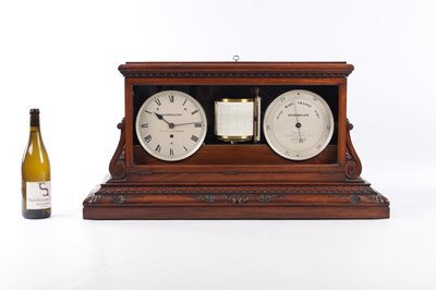 Lot 981 - CHADBURN AND SON, LIVERPOOL. A LATE 19TH CENTURY CARVED WALNUT WEATHER STATION