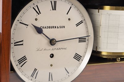 Lot 981 - CHADBURN AND SON, LIVERPOOL. A LATE 19TH CENTURY CARVED WALNUT WEATHER STATION