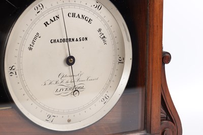 Lot 981 - CHADBURN AND SON, LIVERPOOL. A LATE 19TH CENTURY CARVED WALNUT WEATHER STATION