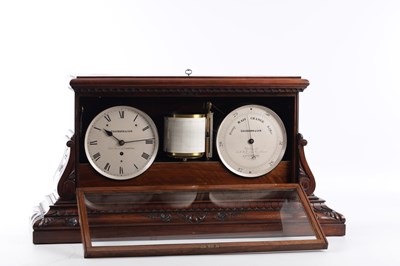 Lot 981 - CHADBURN AND SON, LIVERPOOL. A LATE 19TH CENTURY CARVED WALNUT WEATHER STATION