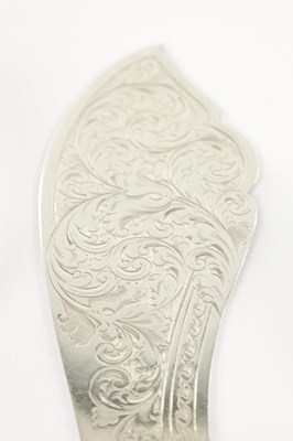 Lot 189 - THREE GEORGIAN SILVER TABLE SPOONS, ONE CONTINENTAL TABLE SPOON, A SILVER PLATED BASTING SPOON, FISH SLICE AND SOUP LADLE