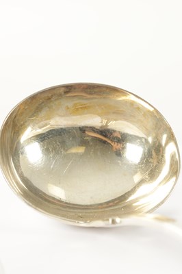 Lot 189 - THREE GEORGIAN SILVER TABLE SPOONS, ONE CONTINENTAL TABLE SPOON, A SILVER PLATED BASTING SPOON, FISH SLICE AND SOUP LADLE