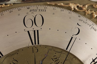 Lot 973 - BARRY, LEIGH. A RARE GEORGE III FIGURED MAHOGANY SPHERICAL MOON LONGCASE CLOCK