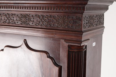 Lot 973 - BARRY, LEIGH. A RARE GEORGE III FIGURED MAHOGANY SPHERICAL MOON LONGCASE CLOCK