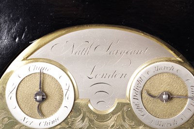 Lot 1044 - NATHANIAL SERGEANT, LONDON. A GEORGE III ORMOLU MOUNTED MUSICAL VERGE BRACKET CLOCK