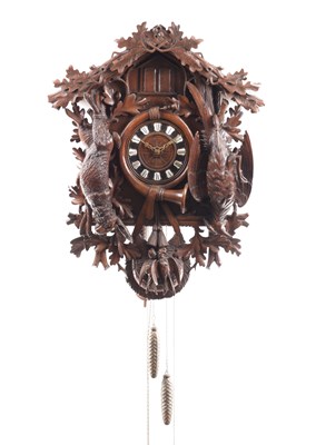 Lot 1027 - A LARGE LATE 19TH CENTURY MUSICAL BLACK FOREST CUCKOO WALL CLOCK