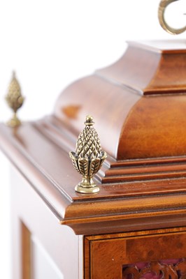 Lot 1055 - COMMITTI, LONDON. A LATE 20TH CENTURY "QUEEN ANNE" QUARTER CHIMING BURR WALNUT BRACKET CLOCK