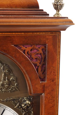 Lot 1055 - COMMITTI, LONDON. A LATE 20TH CENTURY "QUEEN ANNE" QUARTER CHIMING BURR WALNUT BRACKET CLOCK