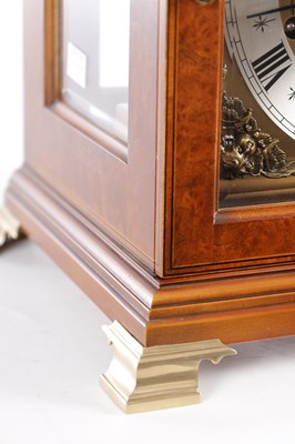 Lot 1055 - COMMITTI, LONDON. A LATE 20TH CENTURY "QUEEN ANNE" QUARTER CHIMING BURR WALNUT BRACKET CLOCK