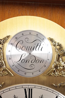 Lot 1055 - COMMITTI, LONDON. A LATE 20TH CENTURY "QUEEN ANNE" QUARTER CHIMING BURR WALNUT BRACKET CLOCK