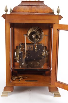 Lot 1055 - COMMITTI, LONDON. A LATE 20TH CENTURY "QUEEN ANNE" QUARTER CHIMING BURR WALNUT BRACKET CLOCK