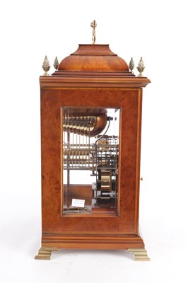 Lot 1055 - COMMITTI, LONDON. A LATE 20TH CENTURY "QUEEN ANNE" QUARTER CHIMING BURR WALNUT BRACKET CLOCK