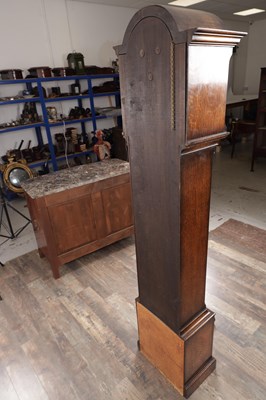 Lot 126 - AN EDWARDIAN OAK CASED GRANDMOTHER CLOCK