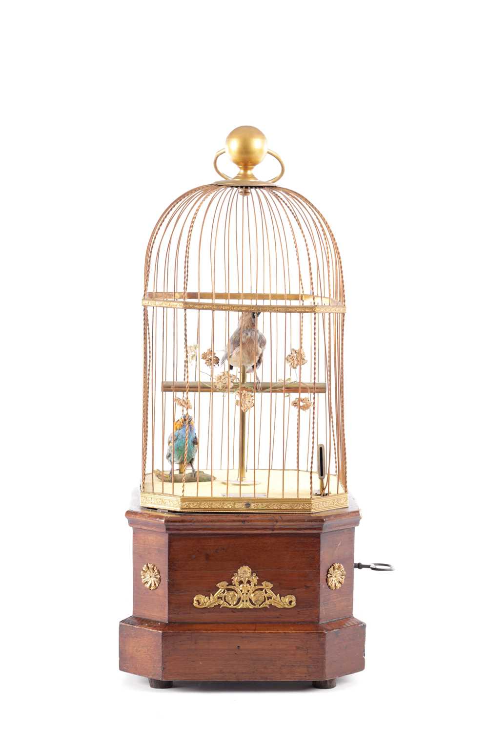 Lot 537 - A LATE 19TH CENTURY COIN-OPERATED WALNUT CASED SINGING BIRD AUTOMATON