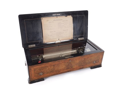 Lot 779 - A LATE 19TH CENTURY SWISS INTERCHANGABLE CYLINDER MUSIC BOX