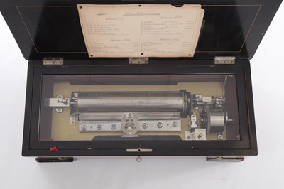 Lot 779 - A LATE 19TH CENTURY SWISS INTERCHANGABLE CYLINDER MUSIC BOX