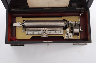 Lot 779 - A LATE 19TH CENTURY SWISS INTERCHANGABLE CYLINDER MUSIC BOX