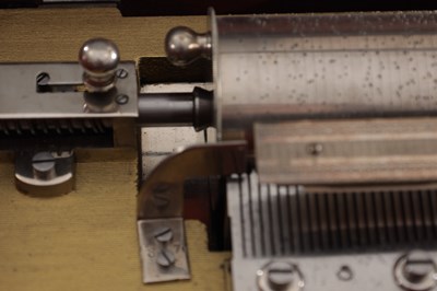 Lot 779 - A LATE 19TH CENTURY SWISS INTERCHANGABLE CYLINDER MUSIC BOX