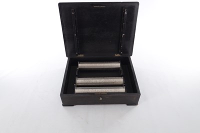 Lot 779 - A LATE 19TH CENTURY SWISS INTERCHANGABLE CYLINDER MUSIC BOX