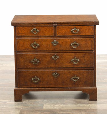 Lot 1214 - AN 18TH CENTURY STYLE BURR ELM BACHELOR'S CHEST
