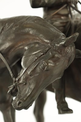 Lot 553 - EMMANUEL FREMIET (1824 - 1910) A FINE 19TH CENTURY BRONZE SCULPTURE OF TWO RACE HORSES WITH JOCKEYS