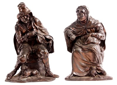 Lot 420 - A pair of 19th Century European seated Bronze...