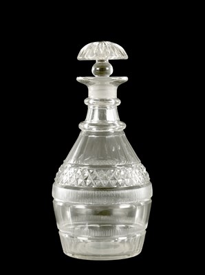 Lot 6 - A GEORGIAN CUT GLASS DECANTER AND STOPPER
