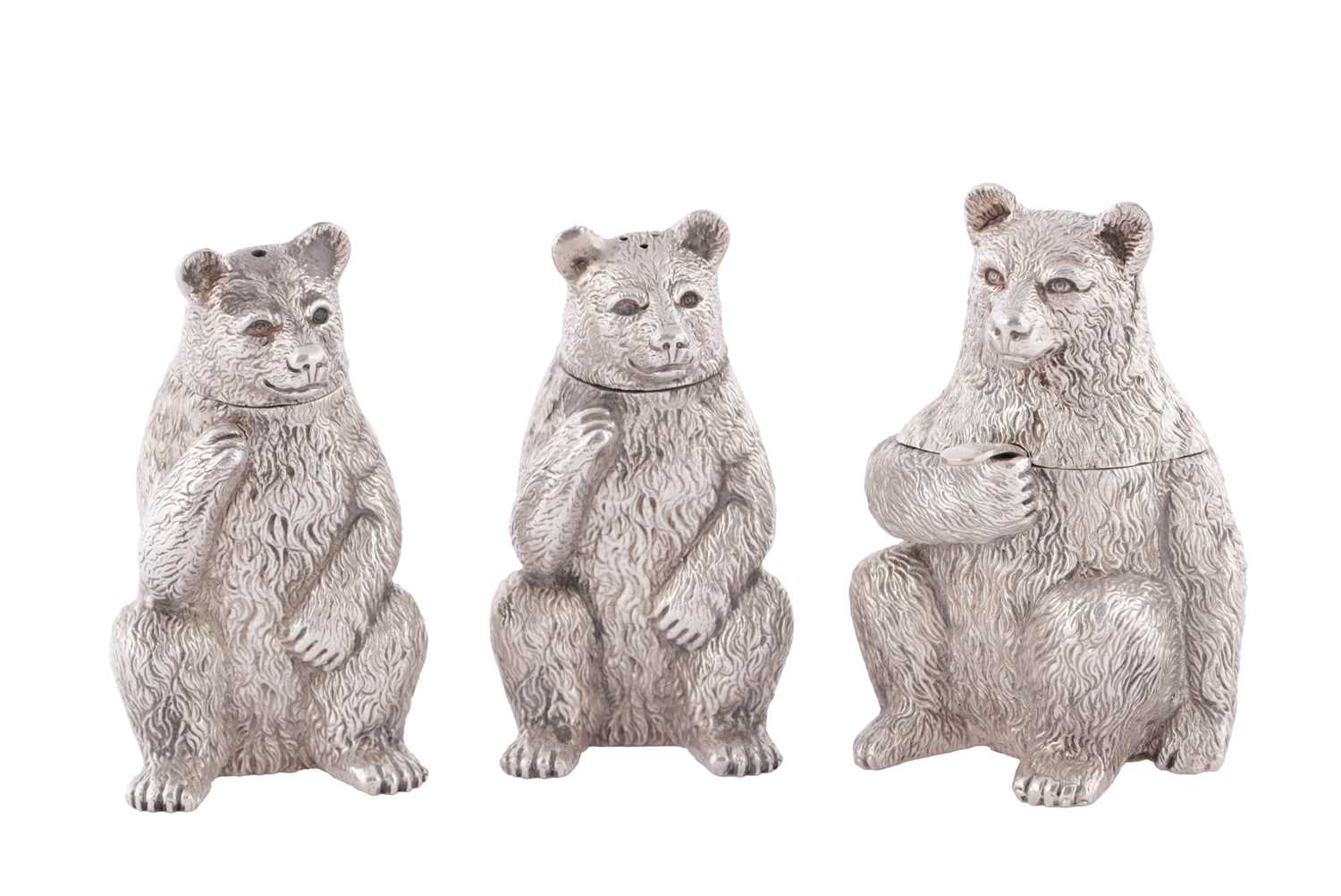 Lot 438 - C J VANDER, LONDON. A NOVELTY BEAR CRUET SET CIRCA 1970