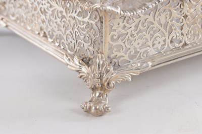 Lot 405 - A VICTORIAN PIERCED SILVER INK STAND