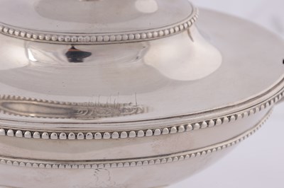 Lot 377 - ROBERT HENNELL. LONDON. A PAIR OF GEORGE III SILVER SAUCE TUREENS AND COVERS