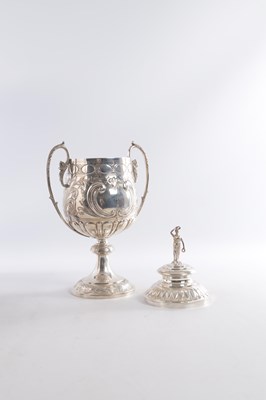 Lot 420 - JAMES DEAKIN & SONS (JOHN AND WILLIAM F DEAKIN) SHEFFIELD. A VICTORIAN SILVER PEDESTAL CUP AND COVER