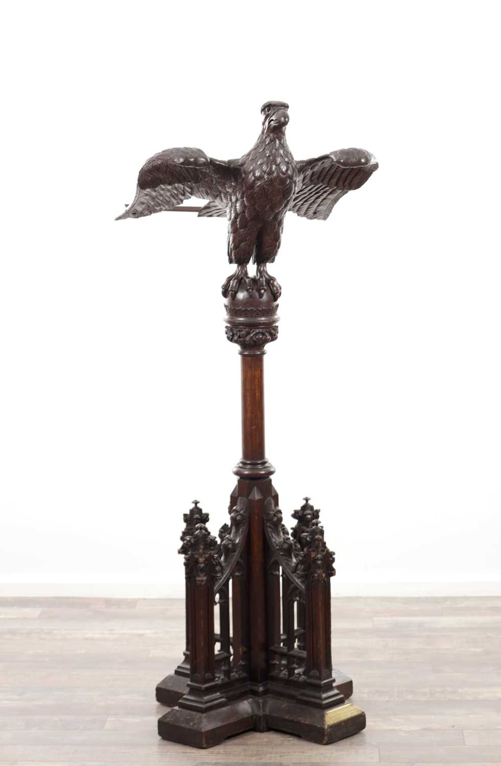 Lot 1339 - A LATE 19TH CENTURY CARVED OAK GOTHIC STYLE LECTERN
