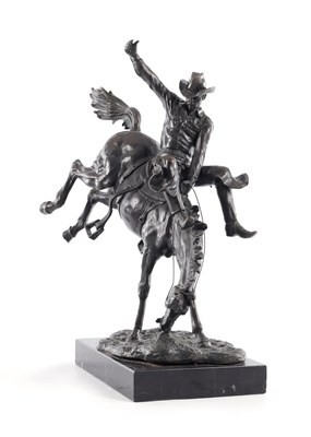 Lot 510 - A GOOD 20TH CENTURY BRONZE SCULPTURE OF A BUCKING BRONCO