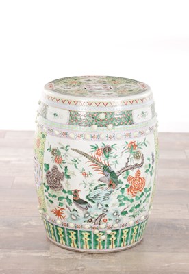 Lot 171 - A GOOD 19TH CENTURY CHINESE FAMILLE VERTE PORCELAIN GARDEN SEAT