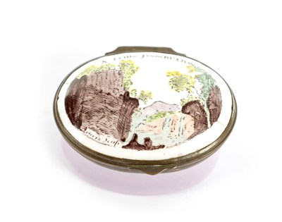 Lot 552 - AN 18TH CENTURY BILSTON PATCH BOX 'LOVERS LEAP'