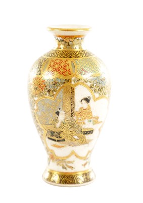 Lot 173 - A MEIJI PERIOD JAPANESE SATSUMA MINIATURE VASE